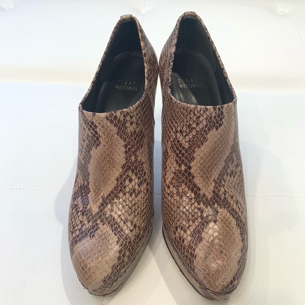 Stuart Weitzman Snake Effect Booties Sz 9 - image 1